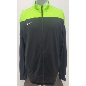 Nike Dri-Fit Track Full-Zip Jacket Unisex‎ Large Gray & Neon Soccer Warm-up
